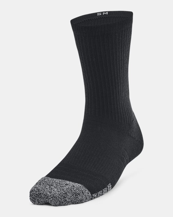 Kids' HeatGear® 3-Pack Crew Socks, Black, pdpMainDesktop image number 1